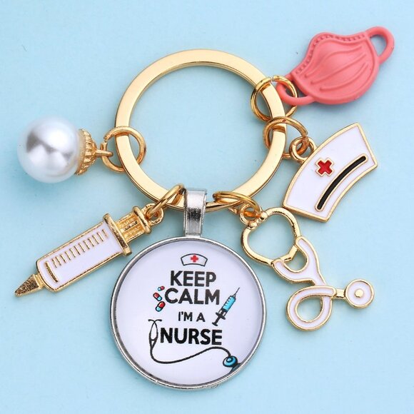 Doctor/Nurse Stethoscope & Thermometer Keychain , Medical Keychain, Key Holder - Picture 1 of 4
